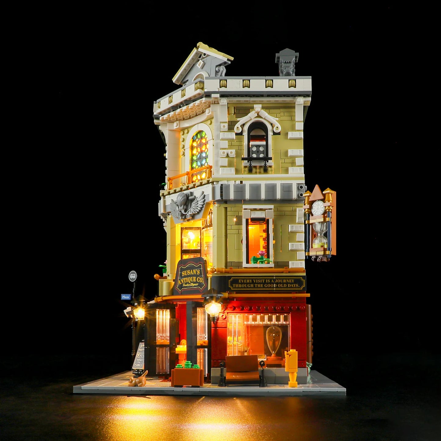 Funwhole Antique Store building set with LED lights, vintage architecture, detailed storefront, and nostalgic old-town charm.