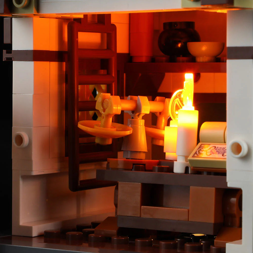 Funwhole Medieval Apothecary Shop – Alchemy lab with potion tools, glowing candles, and a magical scroll for medieval fantasy play