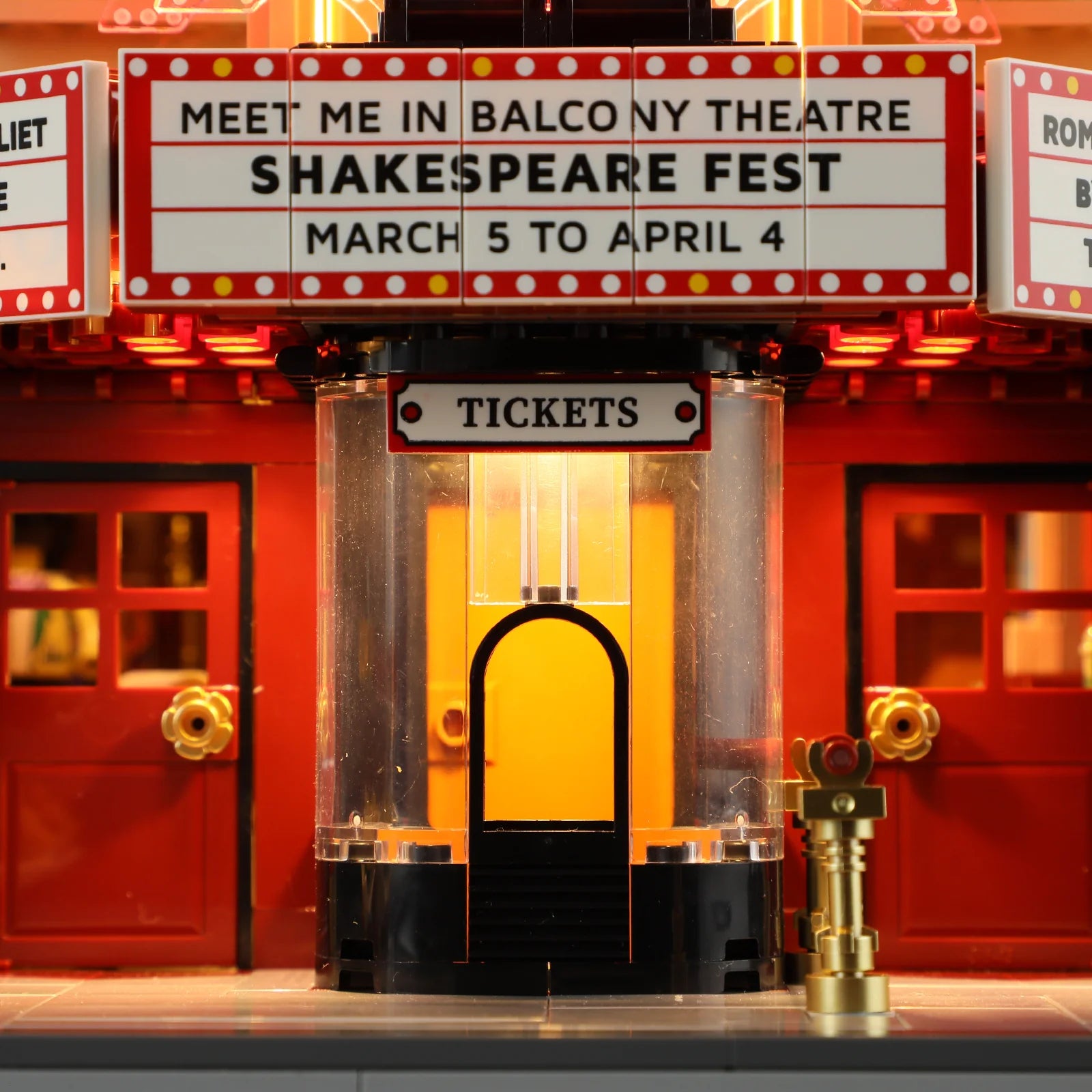 Lumibricks (Formerly Funwhole) F9056 Balcony Theatre illuminated marquee and ticket booth with Shakespeare Fest sign