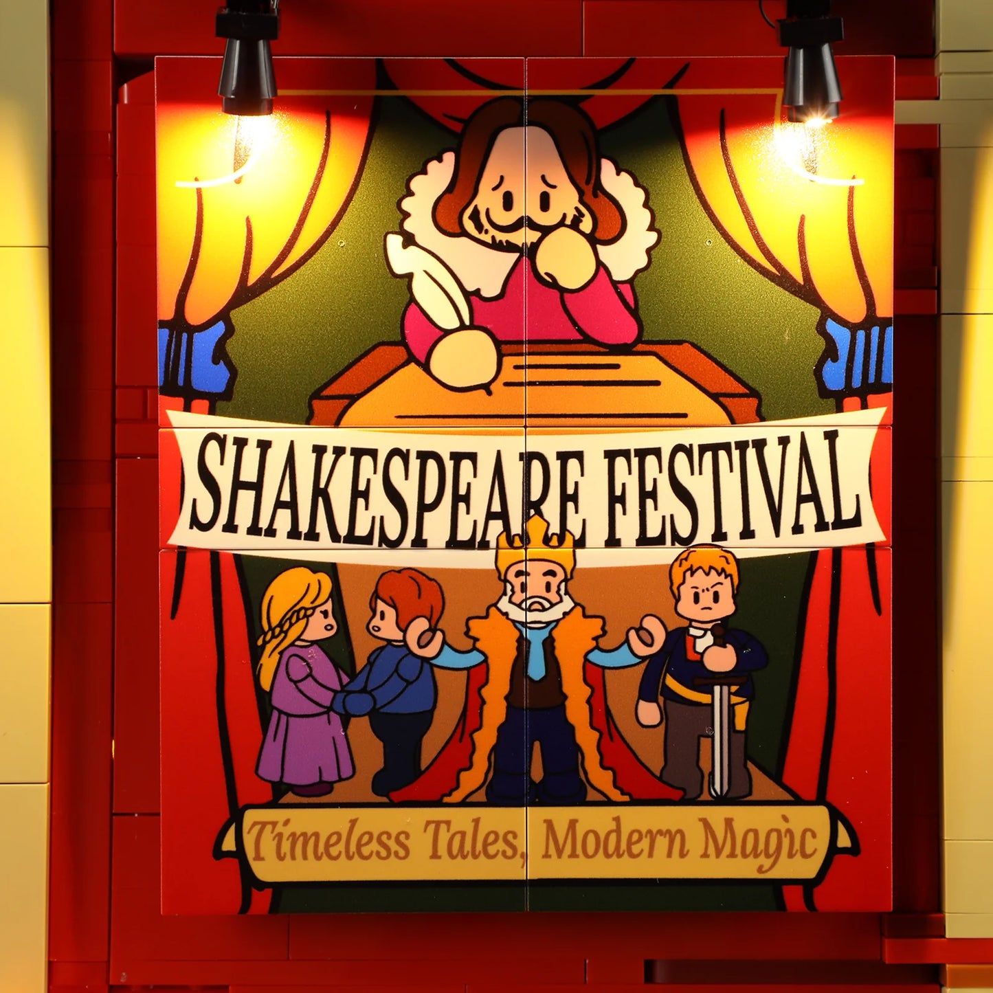 Lumibricks (Formerly Funwhole) F9056 Balcony Theatre Shakespeare Festival poster with cartoon Shakespeare and play characters