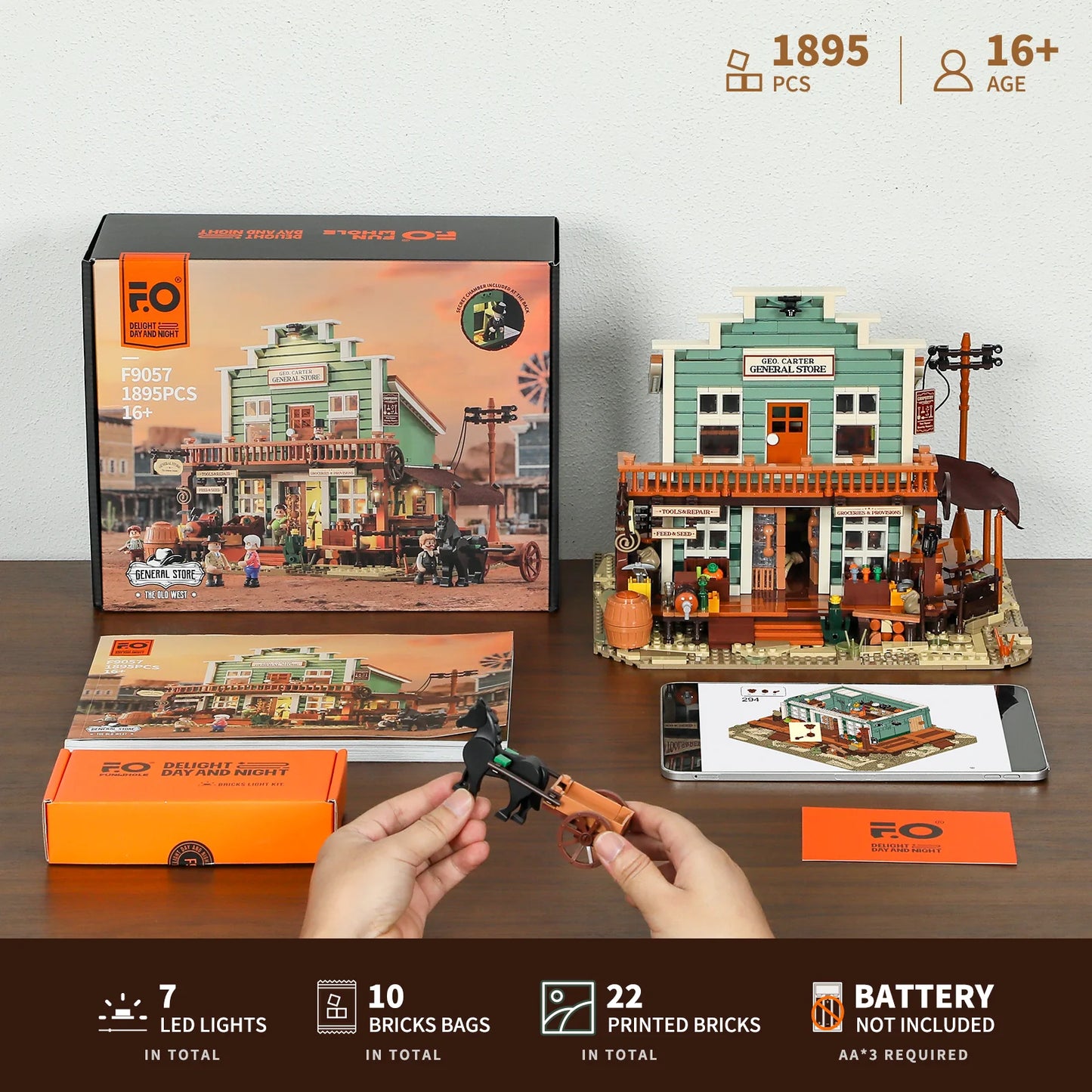 Lumibricks (Formerly Funwhole) F9057 General Store set with box, modular building, instruction book, and 1895 pieces for ages 16+