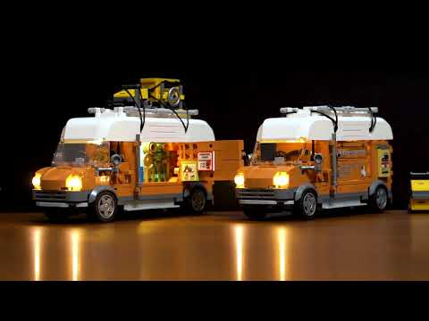 Official Lumibricks (formerly Funwhole) F9030 Carpentry Van promo video featuring modular van build, minifigures, and LED lights