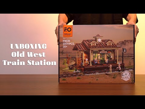 Lumibricks (formerly Funwhole) F9039 Western Train Station set video review showing modular building features, lighting effects, and assembly details.