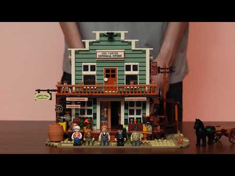 Lumibricks (Formerly Funwhole) F9057 General Store official video overview featuring modular Western building set, vibrant trade scenes, minifigures, and LED lighting