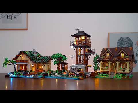 Lumibricks F9022 Lookout Campground video review showing light-up modular building blocks and detailed campsite features