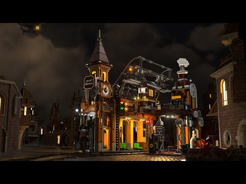 Video review of Lumibricks (formerly Funwhole) Steampunk Train Station set with 1,843 pieces, exclusive lighting, and Victorian design