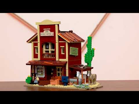 Lumibricks (Formerly Funwhole) F9044 Old West Post Office official video overview featuring modular building set, LED lighting, minifigures, and authentic Western details