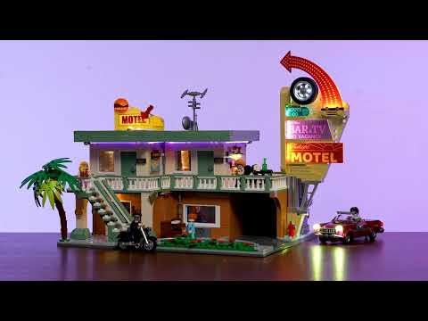 Lumibricks (Formerly Funwhole) F9054 Twilight Motel official video overview featuring modular building, LED lights, and detailed motel design.