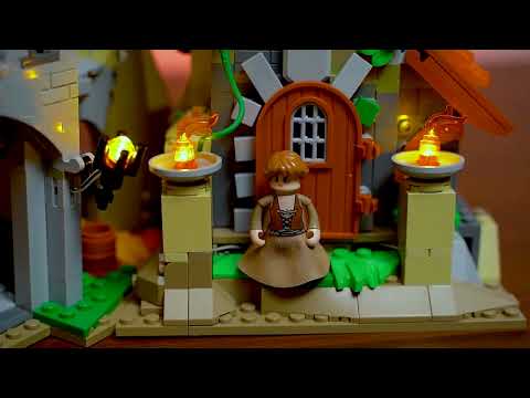 Building the Funwhole Medieval Watchtower with illuminated bricks, creating a detailed and atmospheric model.